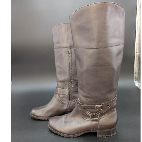 Lauren by Ralph Lauren Shoes - Lauren Ralph Lauren Savion Boots Womens 8 Brown Leather Tall Side Zip Equestrian